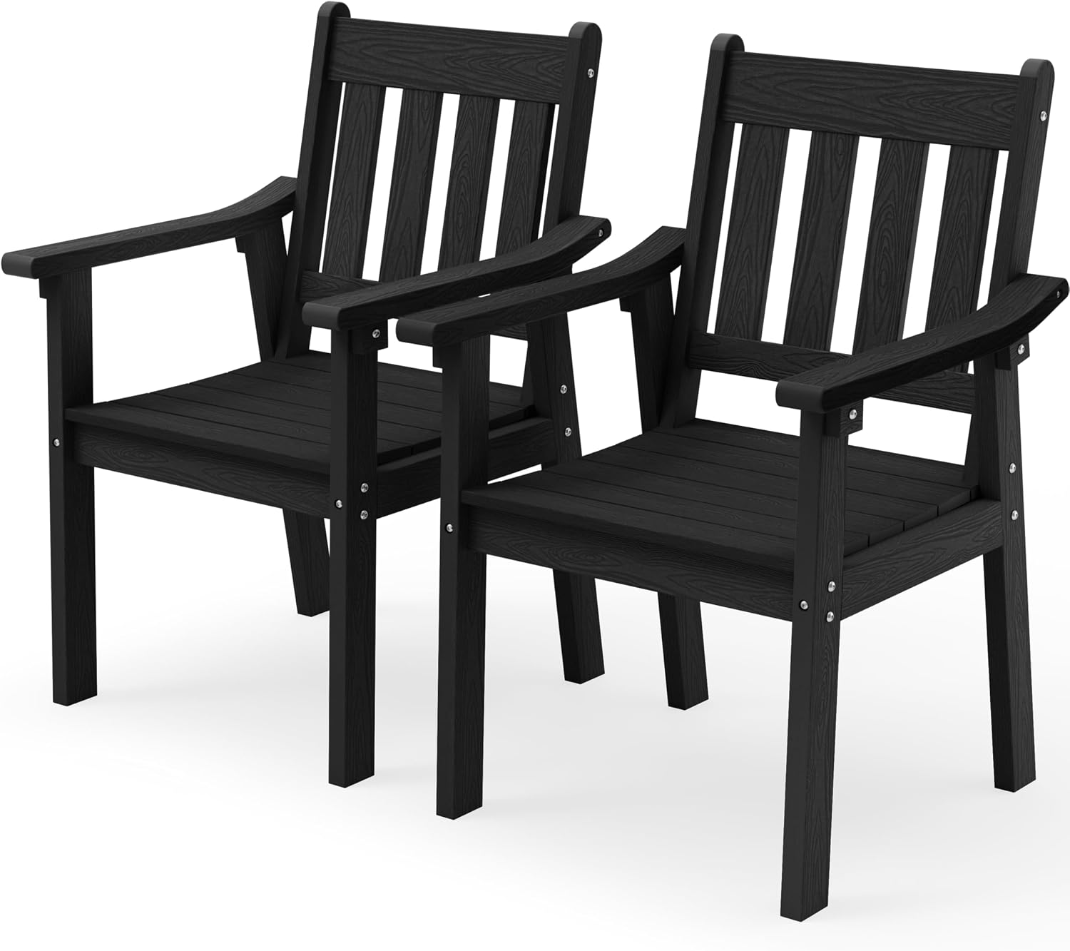 YEFU Outdoor Patio Chairs Set of 2: All Weather Outdoor Dining Chairs with Wide Curved Seat and Backrest - Plastic Patio Chairs for Outside Backyard/Garden/Pool/Porch/Deck 350lbs Capacity Black