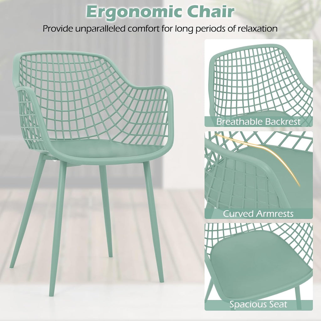 Tangkula 3 Piece Patio Bistro Set, All Weather Heavy Duty Table and Chairs Set of 2 with Widen Seats, Outdoor Furniture Set for Porch, Balcony, Backyard (Green)