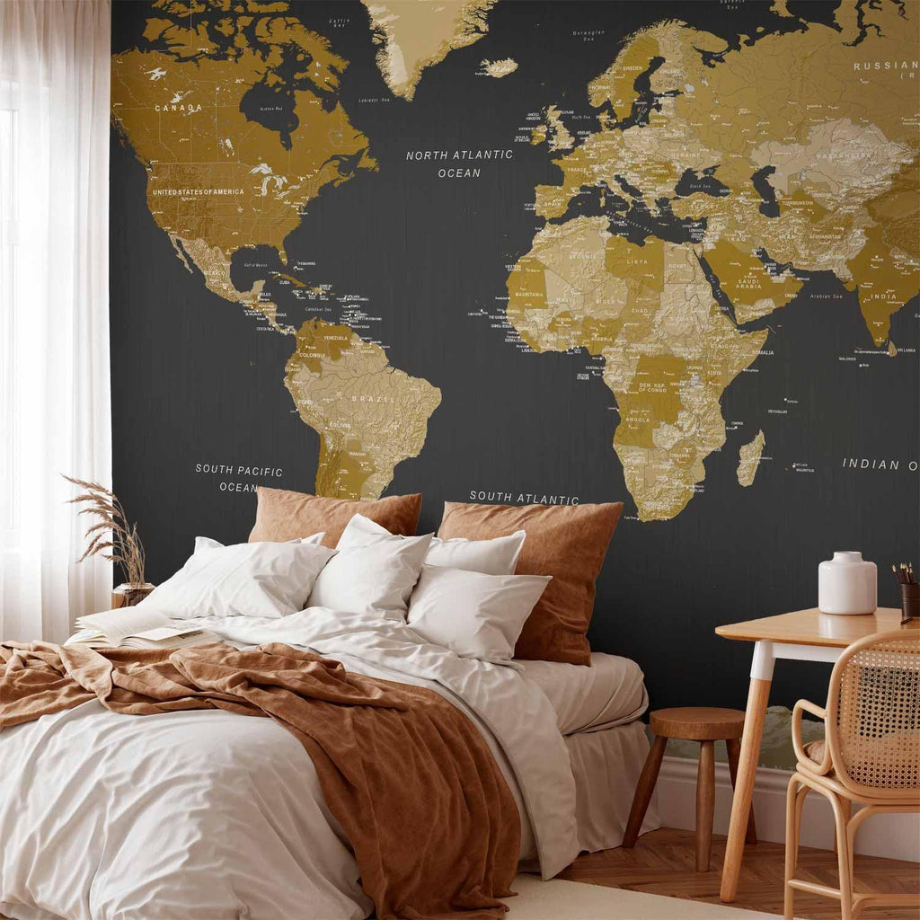artgeist Wall Mural World Map 197x110 in - XXL Non-Woven Wallpaper Fleece Wall Decor Photo Print Picture Image Design Home k-A-0092-x-a