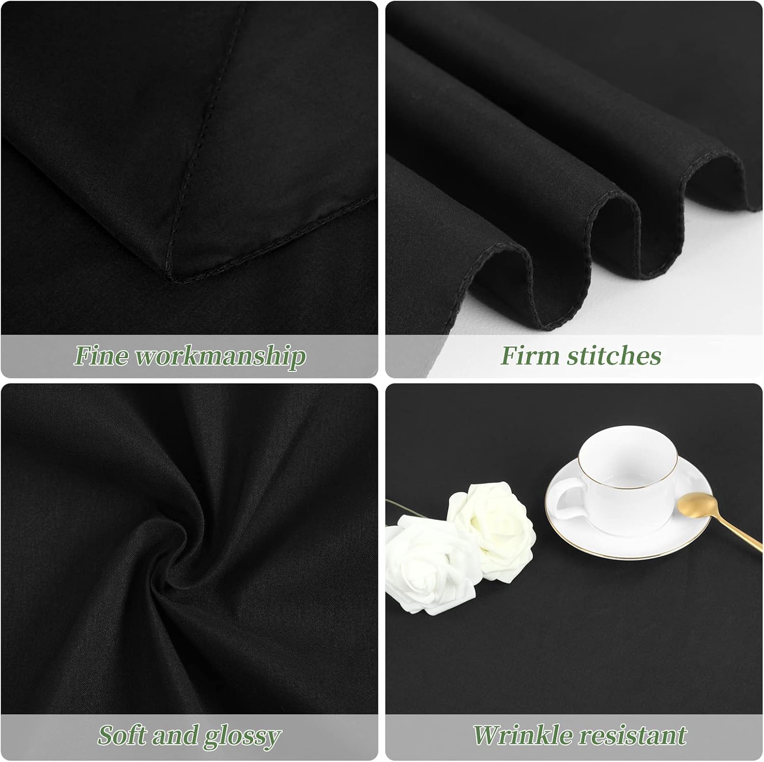 12 Pack Round Tablecloth 108 Inch - Black Polyester Tablecloth for Round Table, Premium Stain and Wrinkle Resistant Washable Fabric Table Cover for Wedding Party Banquet Restaurant Reception