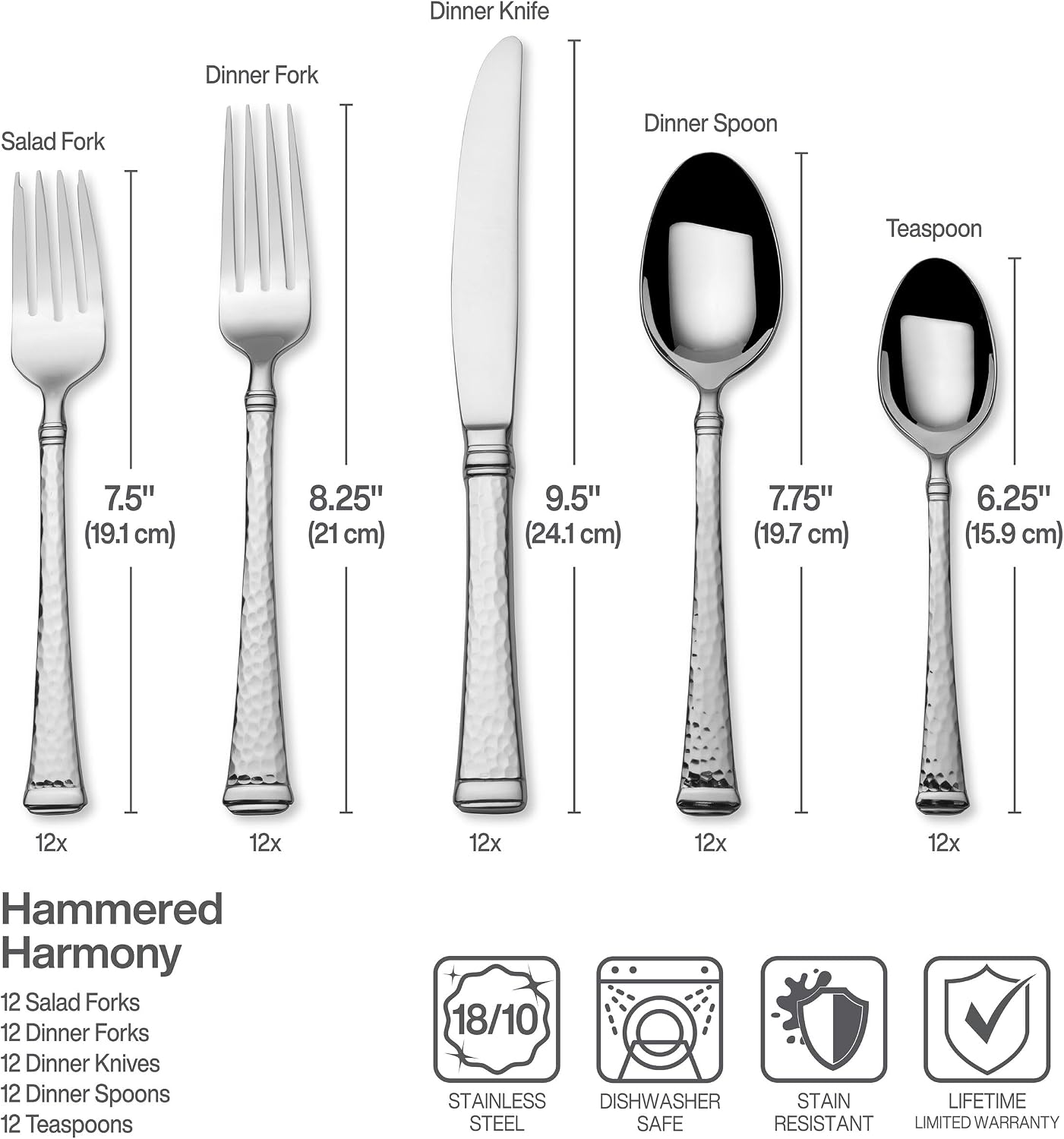 Mikasa Virtuoso 18/10 Stainless Steel Silverware Set, 65-Piece Cutlery Set for 12, Dishwasher Safe Flatware with Dinner Forks, Knives, Spoons, Teaspoons, Salad Forks and Serving Pieces