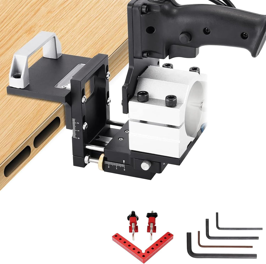 Mortising Machine, Invisible Fastener Slotting Bracket Router, Black MortiseTenon Jig, for Woodworking Furniture Splicing