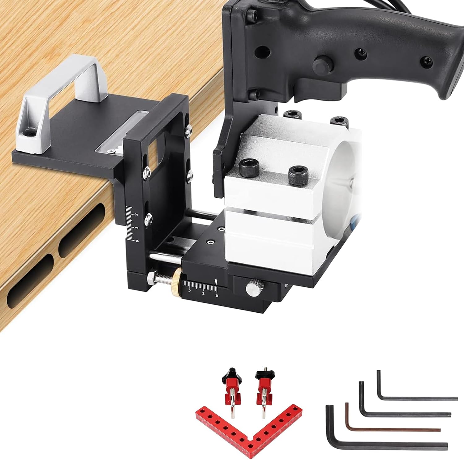 Mortising Machine, Invisible Fastener Slotting Bracket Router, Black MortiseTenon Jig, for Woodworking Furniture Splicing