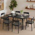 Extendable Dining Table, Rectangle Kitchen Table for 4-8 People, Modern Wooden Dinner Table with Strong Metal Legs, Space Saving Expandable Dining Room Table for Restaurant, Conference, Black