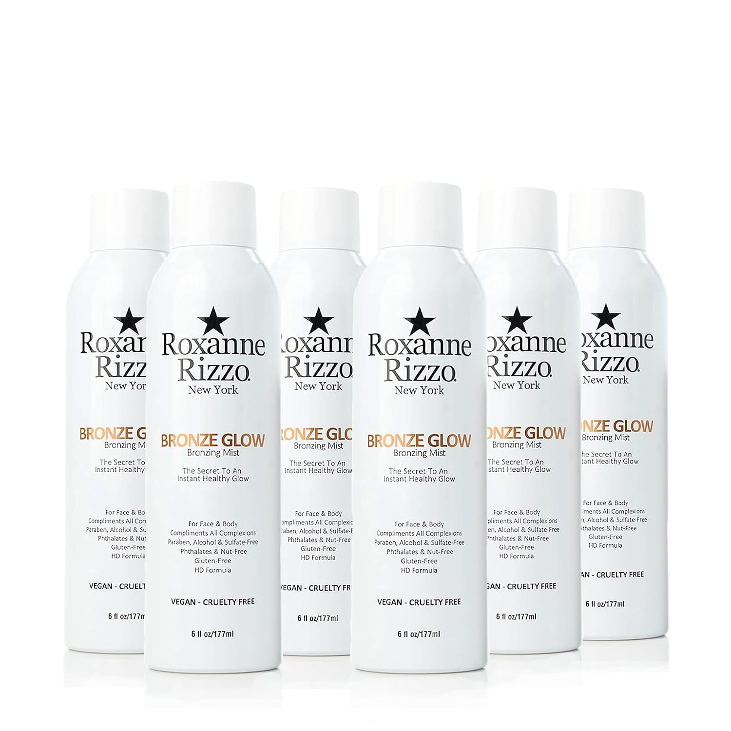Bronze Glow – Instant bronzer Spray Mist for Face and Body – Hydrating Tanning Mist – Blends into All Skin Tones – Celebrity Favorite Spray – 6 oz, Pack of 6