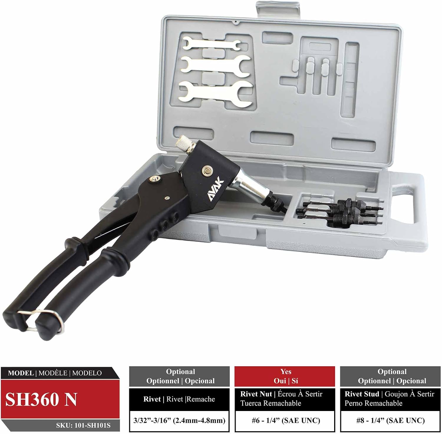 AVAK SH360 N -360° Swivel Head 1/4' Rivet Nut Setter (Standards UNC)