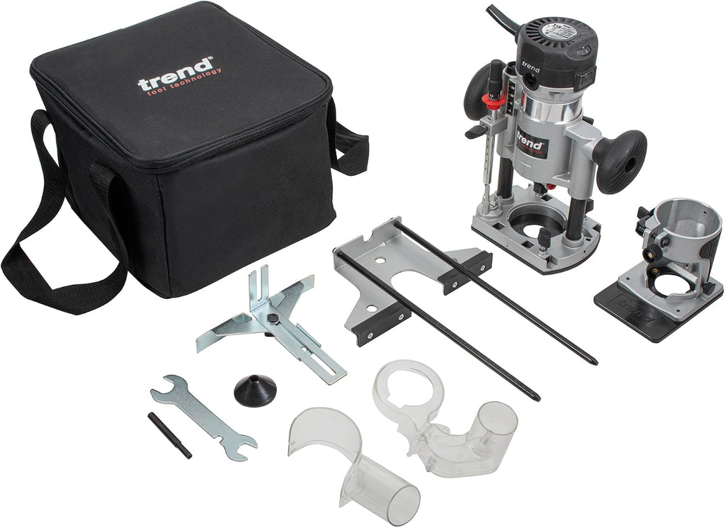 Trend T1 Dual-Base Trim & Plunge Router, 1/4 Inch Collet, 5.5A, 120V, Compact Precision Cutting Woodworking Power Tool, U*T1EPS