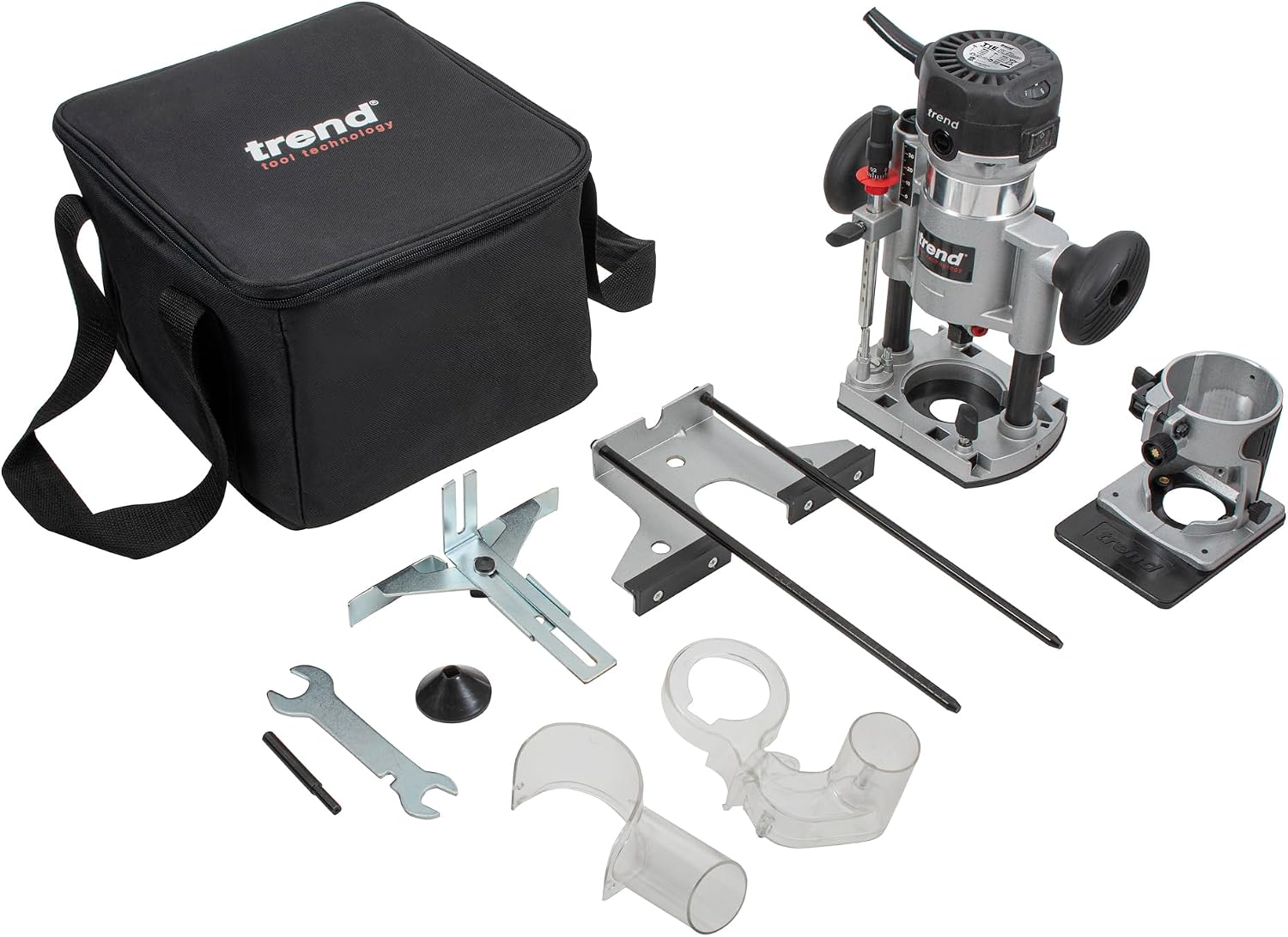 Trend T1 Dual-Base Trim & Plunge Router, 1/4 Inch Collet, 5.5A, 120V, Compact Precision Cutting Woodworking Power Tool, U*T1EPS