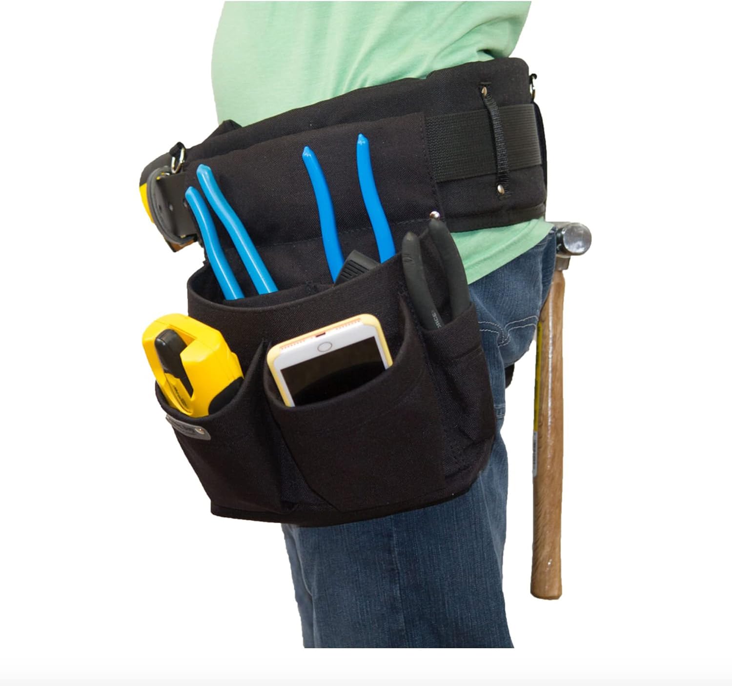 BOULDER BAG Professional Electrician's MAX Combo with Comfort Back Support Tool Belt, Quick Release Buckle, Heavy Duty Work Belt, Black, (Medium 28-32 Inch Waist), Made in USA