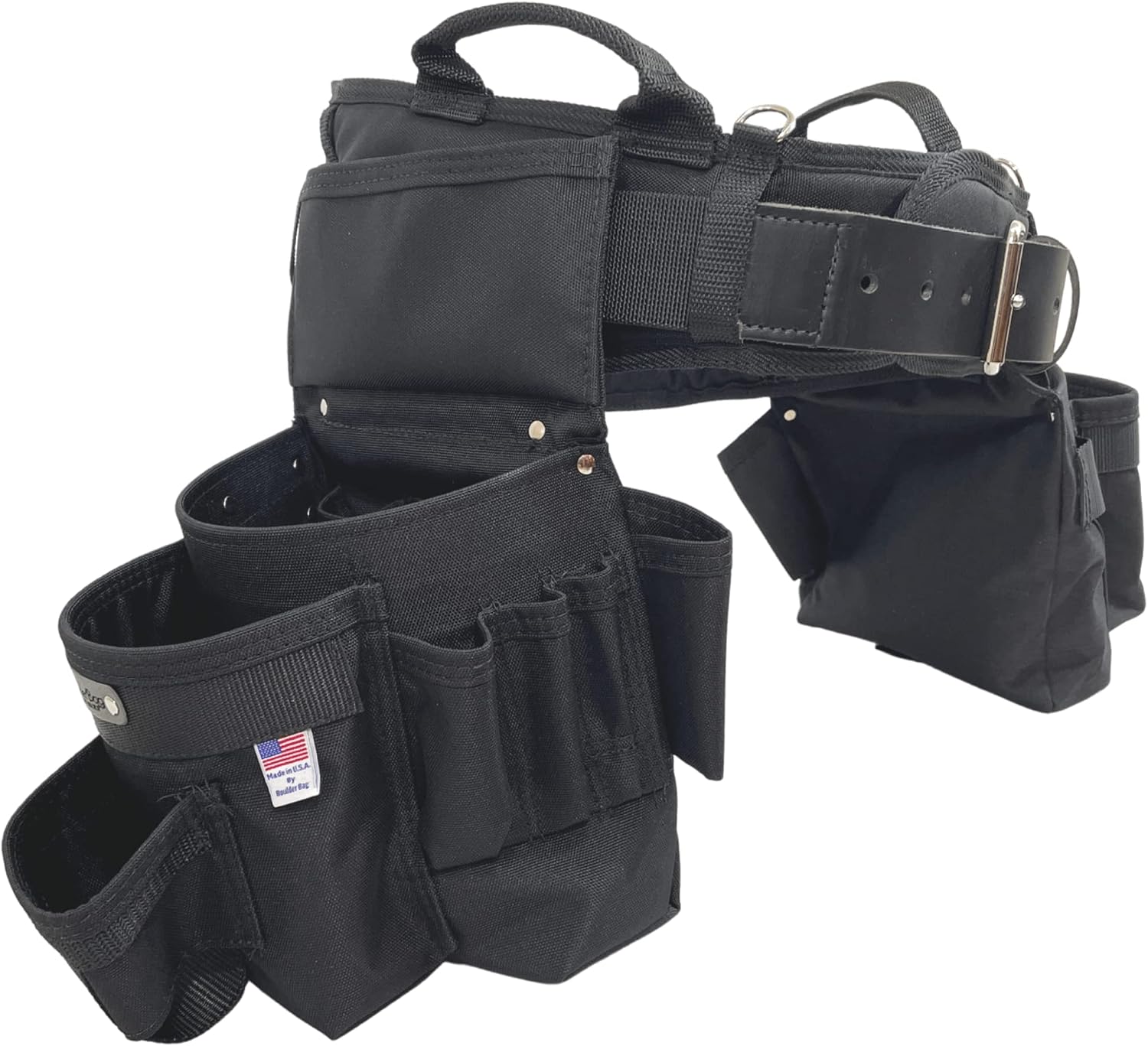 BOULDER BAG Professional Pro Framer MAX Combo with Comfort Back Support Tool Belt, Leather Belt Buckle, Heavy Duty, Black (Small 24-27 Inches), Made in USA