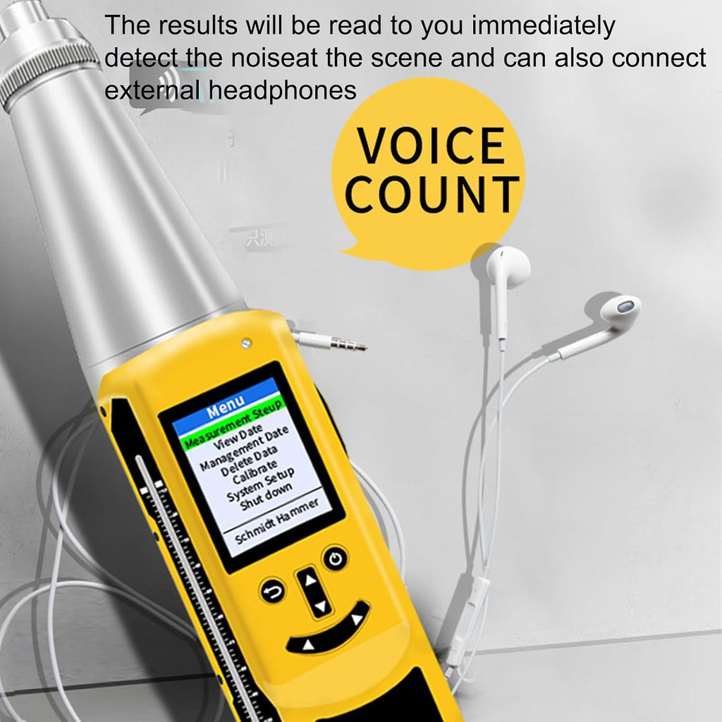Portable Concrete Hammer Tester, Resiliometer Hammer with Digital Display Color Screen, Voice Broadcasting, Test Scope of 10-60Mpa, for Concrete Measurement in Buildings Inspections