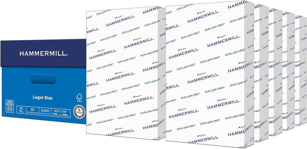 Hammermill Printer Paper, 20 lb Copy Paper, 8.5 x 14-92 Bright, Made in the USA, 105015C - 10 Ream (5,000 Sheets)