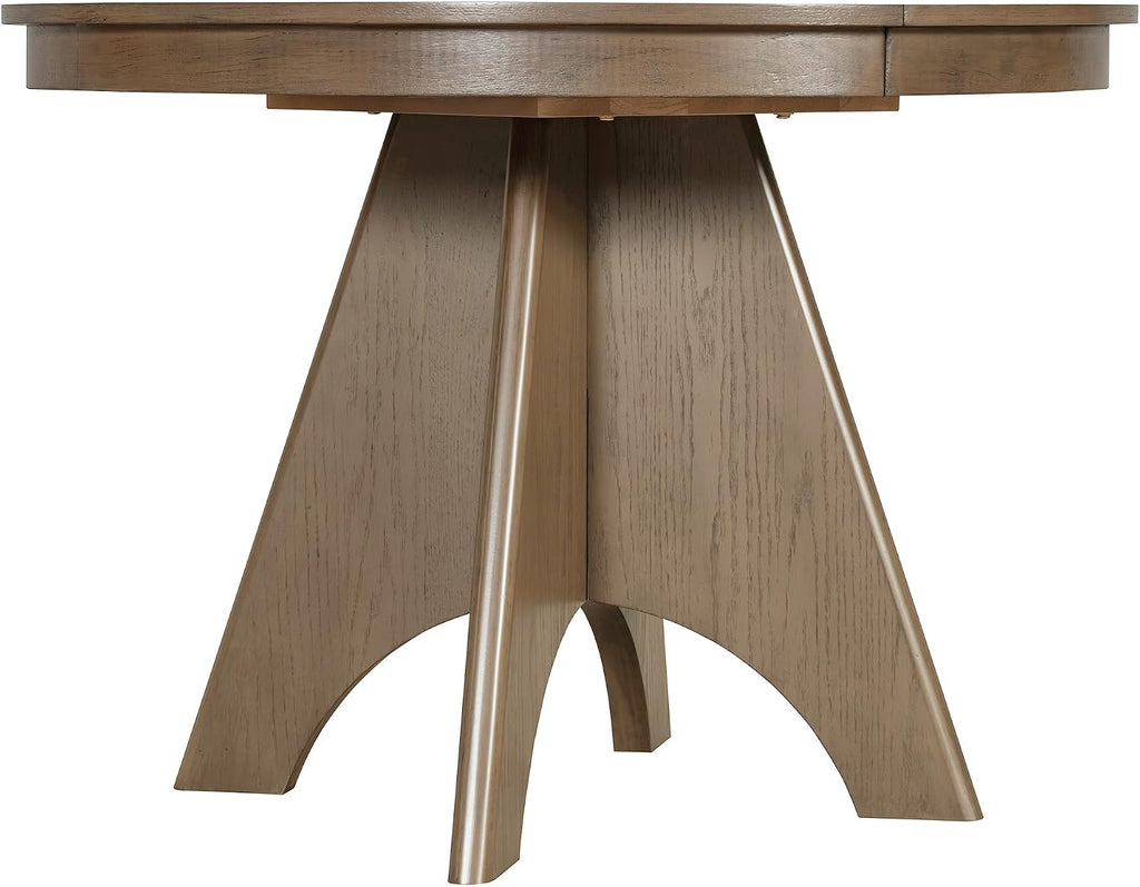 LUMISOL 42'-58' Extendable Round Dining Table for 4-6, Farmhouse Kitchen Table with Distressed Finish and Sturdy Crossed Legs, Wood Dinner Tables for Kitchen, Dining Room, Espresso
