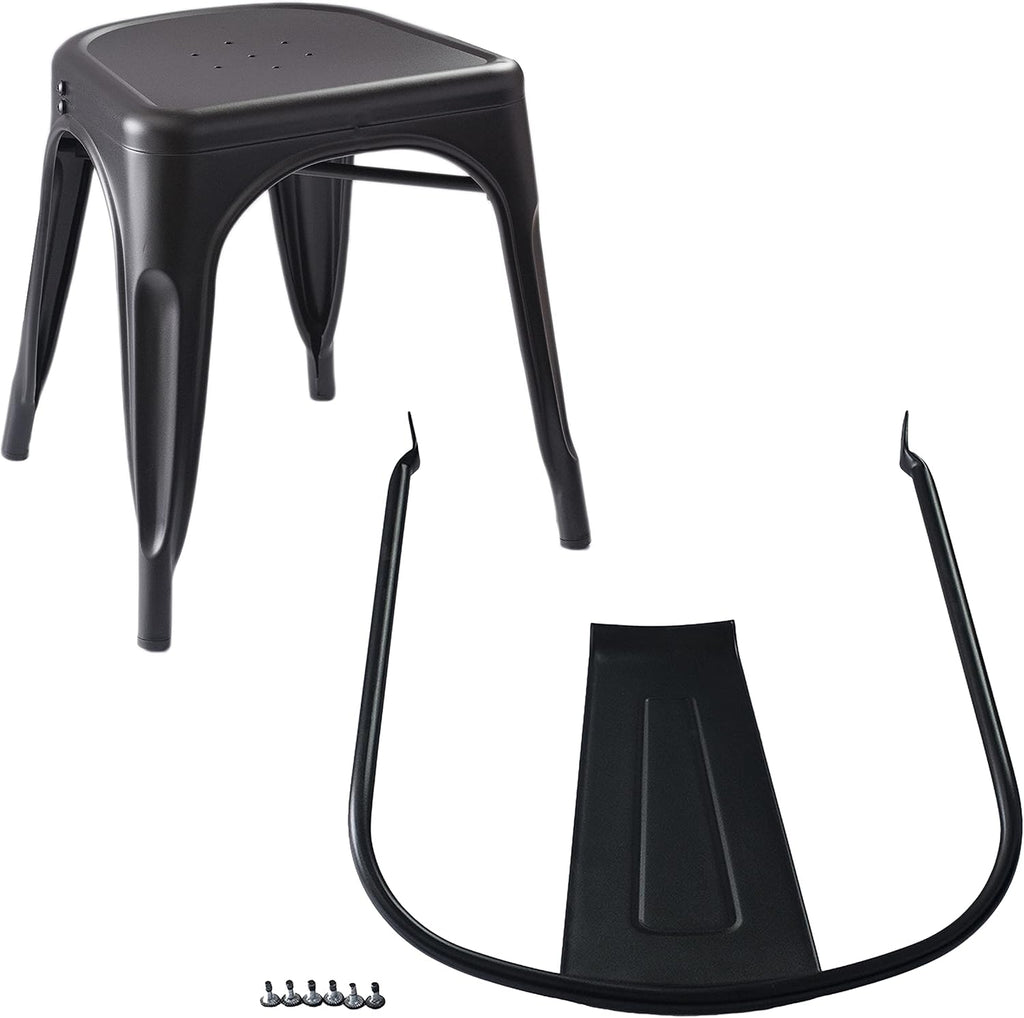 Amazon Basics Metal Dining Chairs, Easy to Assemble, Indoor/Outdoor, Stackable, Matte Black, 4-Pack