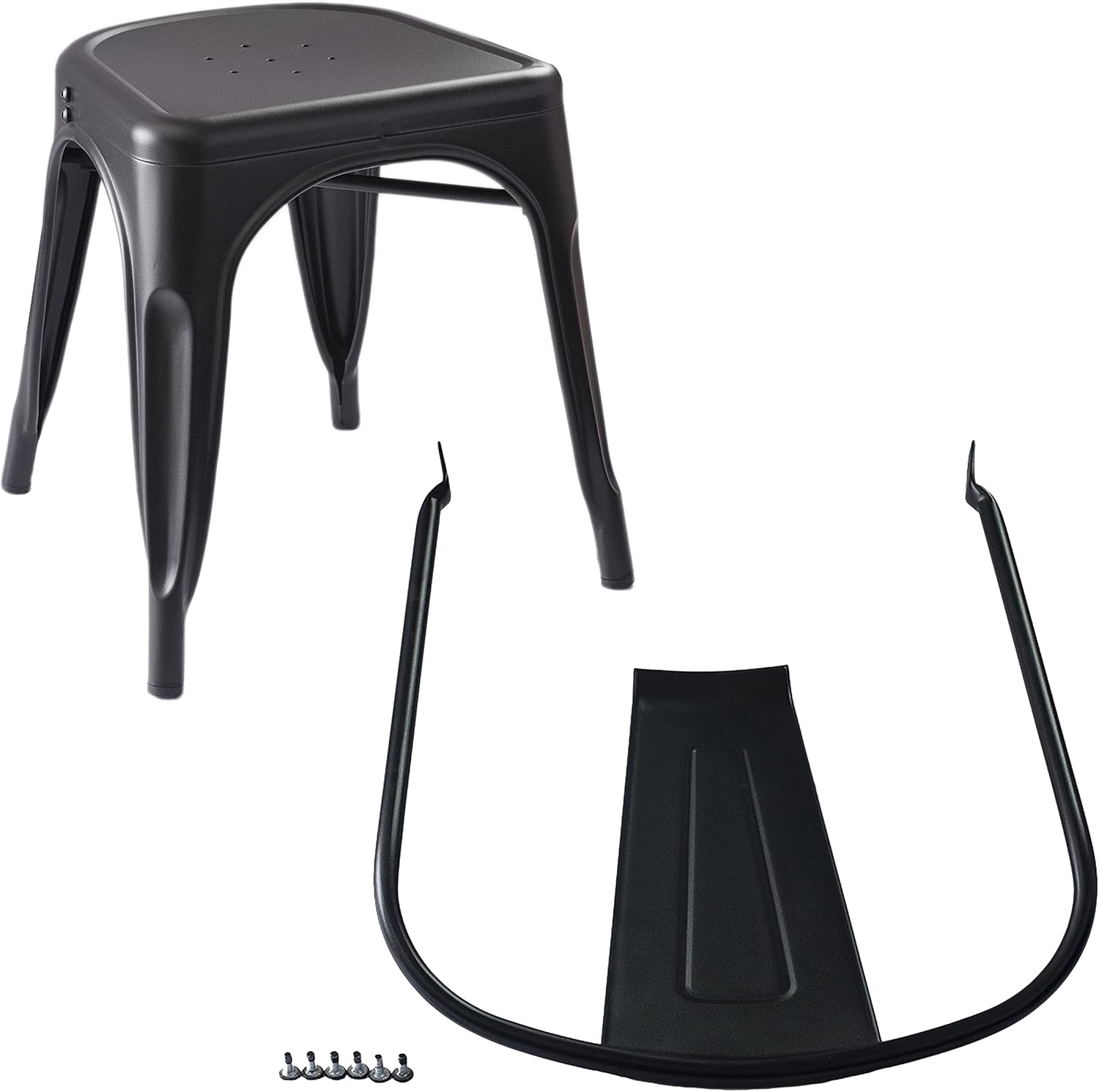 Amazon Basics Metal Dining Chairs, Easy to Assemble, Indoor/Outdoor, Stackable, Matte Black, 4-Pack