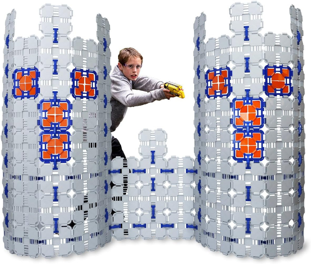 4 Pack - Kids Fort Building Kit - Creative Nerf War Playset - Build Nerf Bunker & Nerf Targets - Durable Nerf War Obstacles for Nerf Battles & Laser Tag