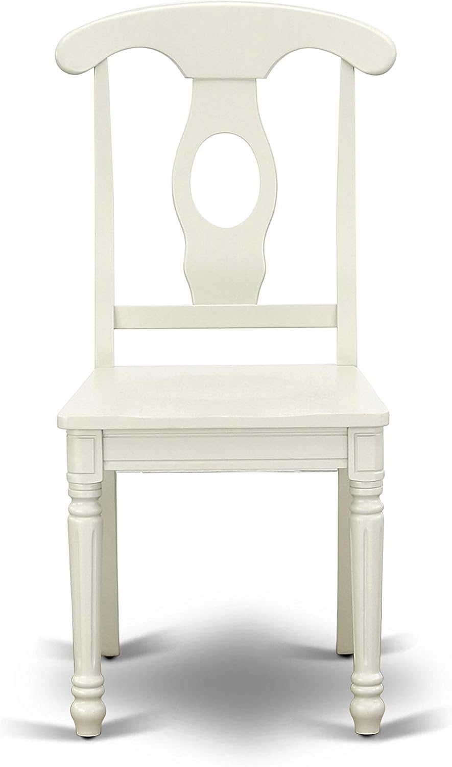 East West Furniture HLKE3-LWH-W 3 Piece Kitchen Table & Chairs Set Contains a Round Dining Room Table with Pedestal and 2 Dining Chairs, 42x42 Inch, Linen White