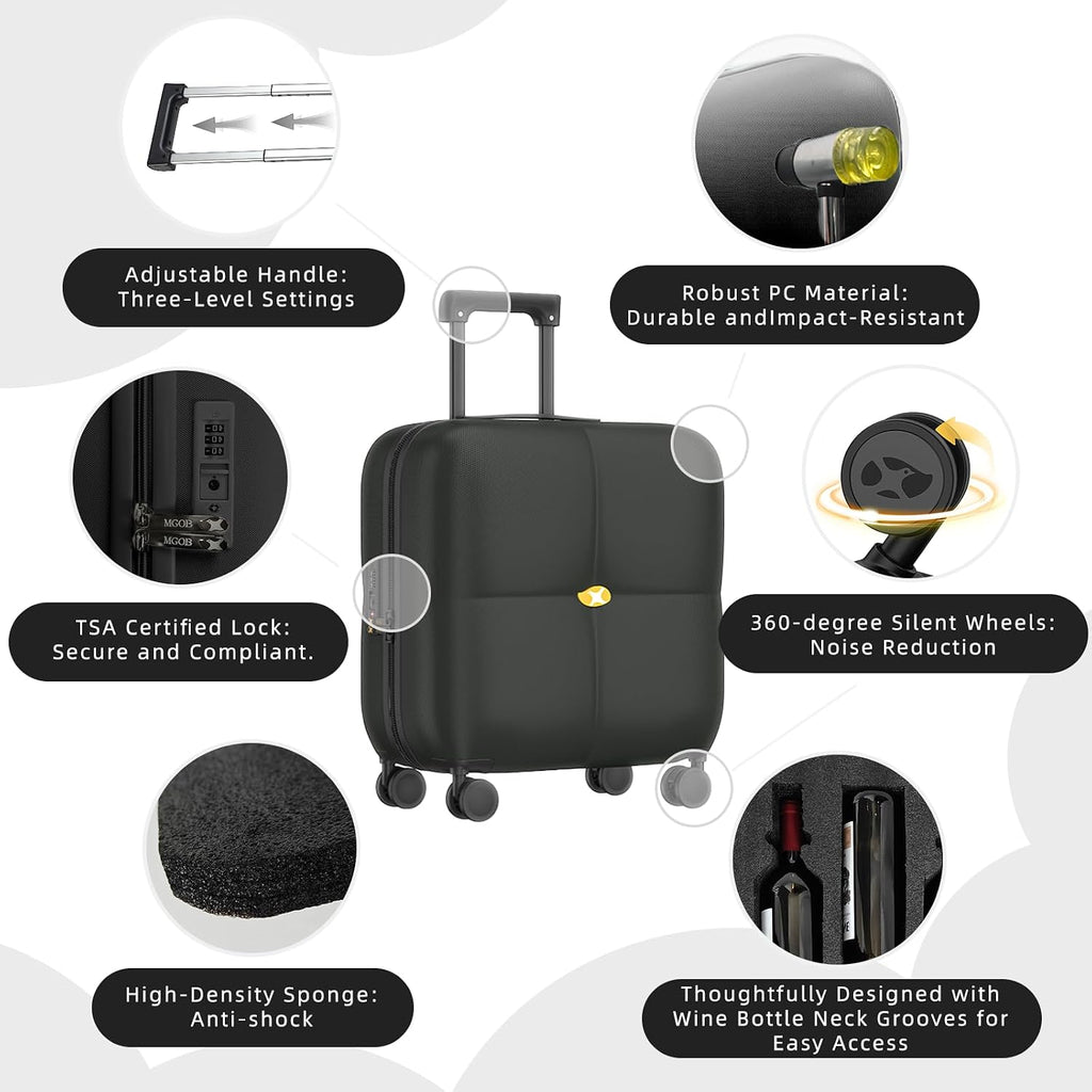 Wine Suitcase - 6 Bottle Travel Case with TSA Lock, Removable Inserts and Silent Spinner Wheels
