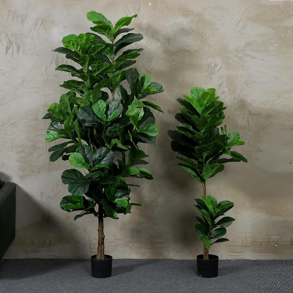 FLOWORLD Fiddle Leaf Fig Tree 6ft Tall Artificial Tree in Pot Fake Ficus Lyrata Plants with 184 Decorative Fiddle Leaves Faux Fig Trees for Home Office Living Room Decor Indoor Outdoor, 2 Pack