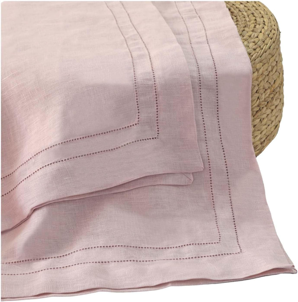 BLUE FLOWER CO Premium 100% Pure Linen Tablecloth 70'x120' Rectangle, Double Hemstitched Table Cover for Dinner, Parties, Eco-Friendly, Fall & Winter Table Décor - Dusty Rose