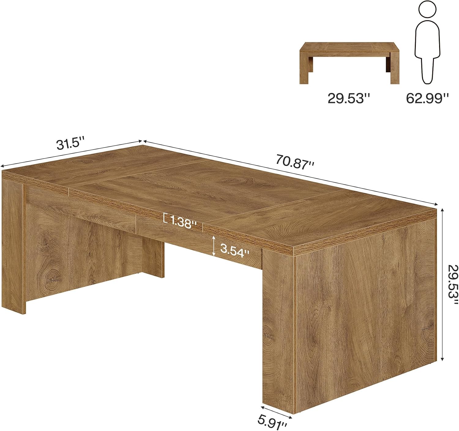 Tribesigns Large Dining Table for 6-8 People, 70.9' Rustic Wooden Kitchen Dinner Table, Rectangle Dining Table with Sturdy Frame for Kitchen, Dining Room, Brown