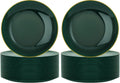 Nervure 100Pcs Green and Gold Plastic Plates - 10.25inch Disposable Green Dinner Plates - Heavy Duty Plastic Plate Ideal for Wedding & Party (Pack of 2)