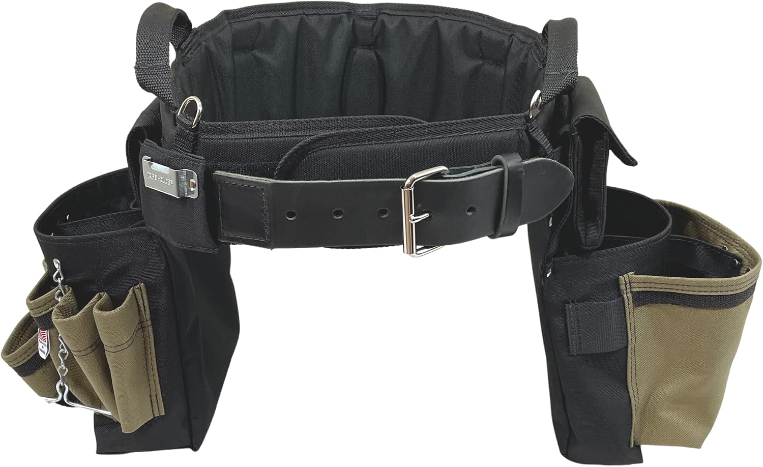 BOULDER BAG Ultimate Electrician's MAX Combo with Comfort Back Support Tool Belt, Leather Belt Buckle, Heavy Duty Work Belt, Tan, (Large 33-36 Inch Waist), Made in USA