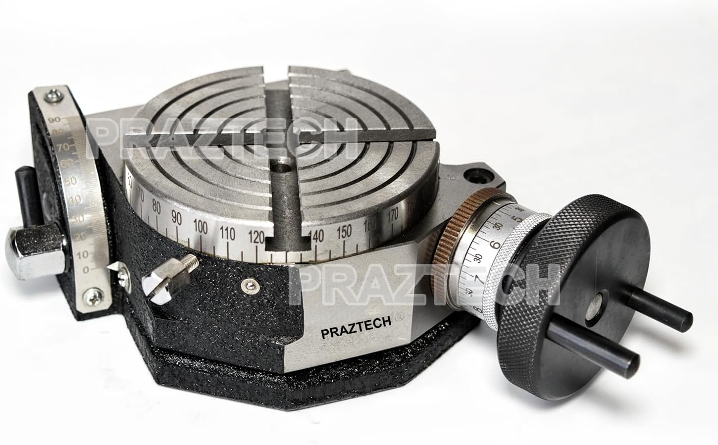 PRAZTECH® 4' (100mm) Precision Tilting Rotary Table for Milling Machines | 4 Slots | Tilts between 0-90 Degrees easy lock | Workshop Milling Accessories Tool DIY | Premium Finish