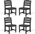 SERWALL Outdoor Armless Dining Chairs Set of 4, All-Weather HDPE Patio Chair with 19.7' Widened Seat, for Backyard, Garden, Black