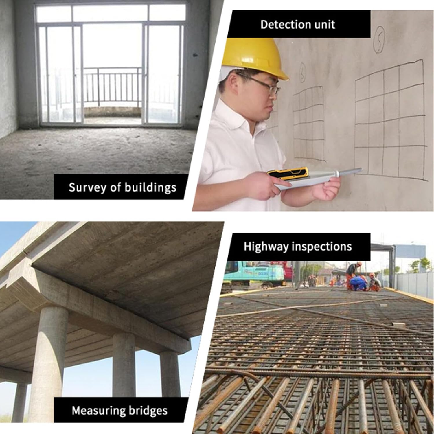 Portable Concrete Hammer Tester, Resiliometer Hammer with Digital Display Color Screen, Voice Broadcasting, Test Scope of 10-60Mpa, for Concrete Measurement in Buildings Inspections