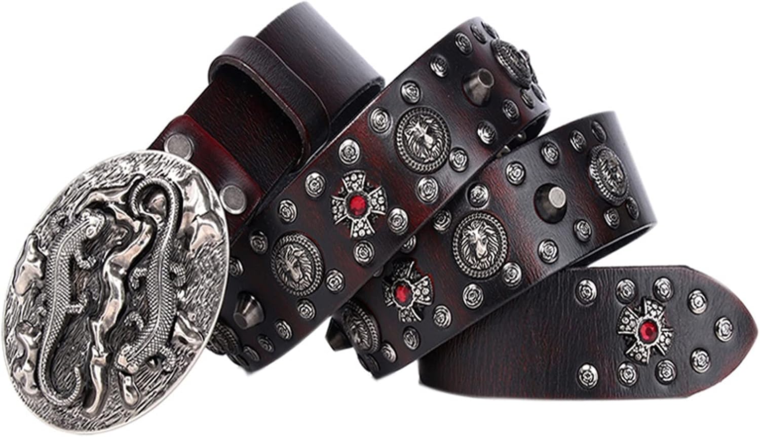 Metal Rivet Belt Men Rivet Punk Belt Cow Genuine Leather Smooth Buckle Male Women Rock Hip Hop Strap Waist 1Pcs