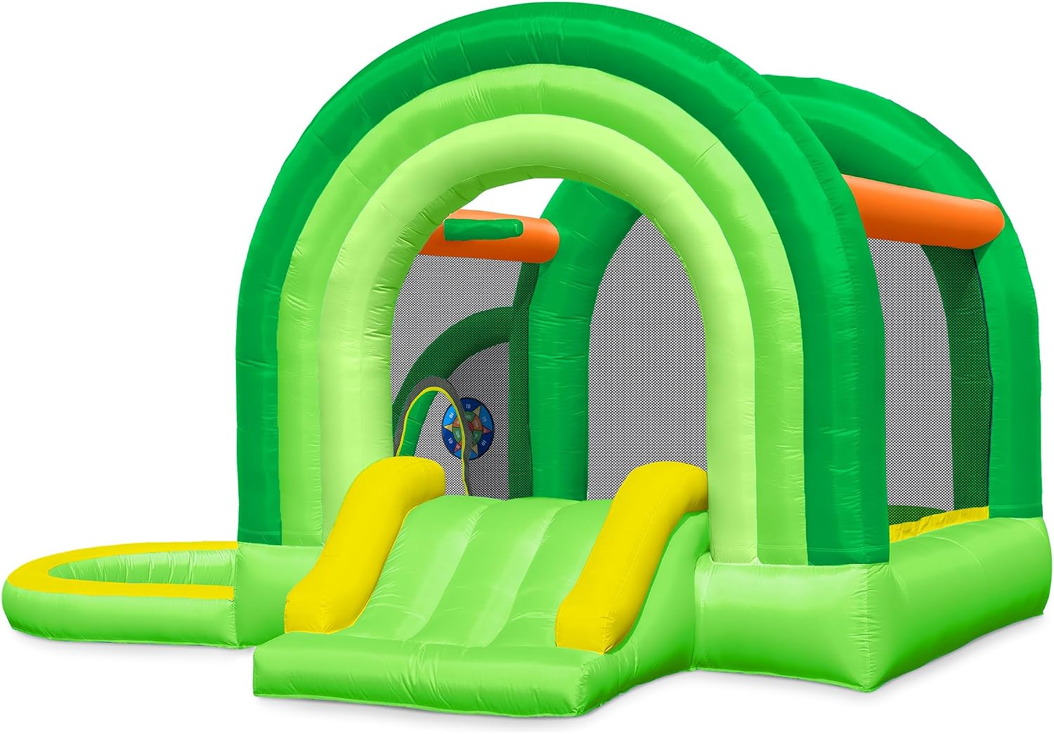 Outfunny Bounce House with Slide, Inflatable Bouncy House for Kids 3-12 w/Ball Pit, Outdoor & Indoor, Bounce Area 8'x8', Capacity 400 lb - Green