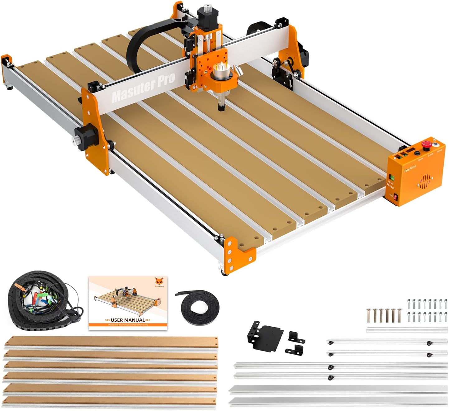 FoxAlien 4080 Y-axis Extension Kit for Masuter Pro, with Upgraded T-slot Hybrid Spoilboard CNC Router Machine Working Area Extend (15.75' x 31.5', X-Y)