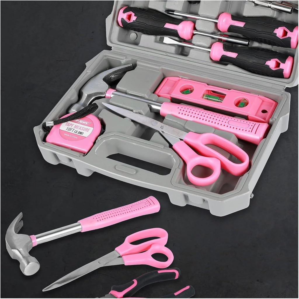 37/13Pcs Household Repair Tool Kit Multipurpose Home Hand Tool Set with Storage Case Pink Hammer Screwdriver Set Measuring Tool (Color : 37PCS as show)