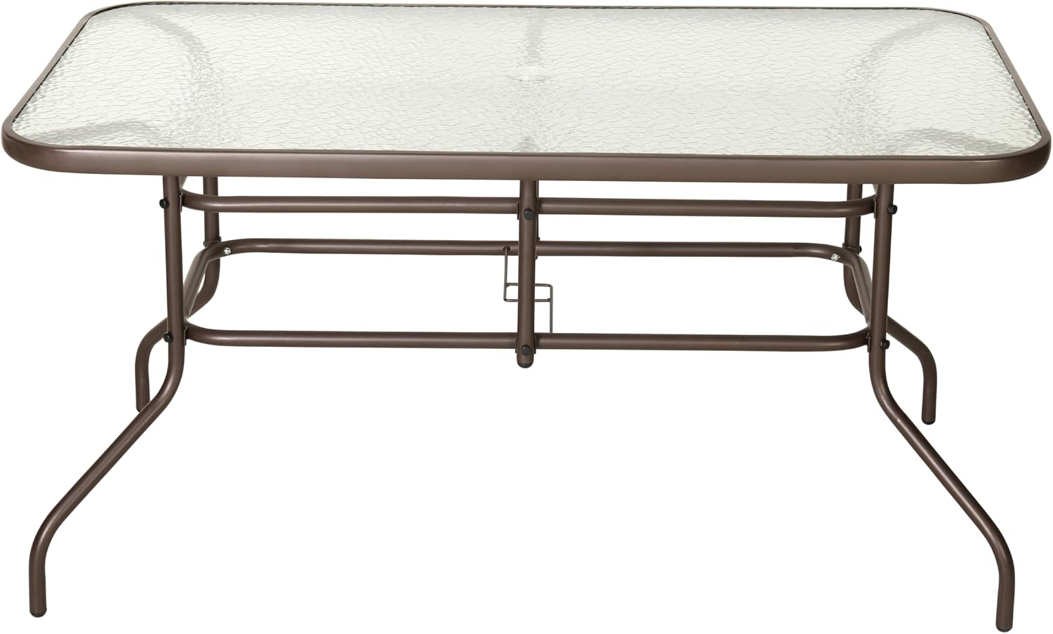 Flash Furniture Tory 31.5' x 55' Rectangular Tempered Glass Metal Table with Umbrella Hole, Bronze