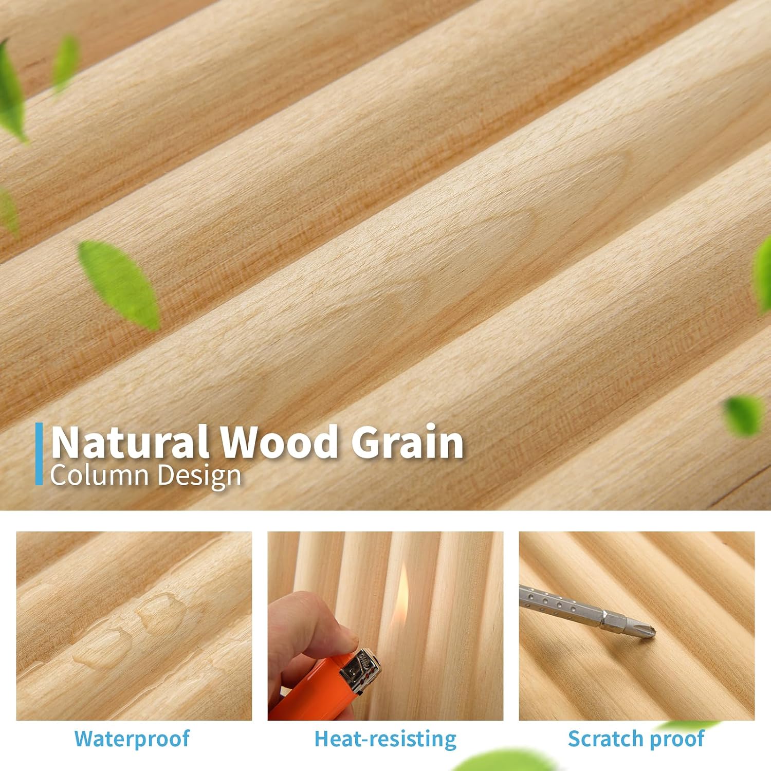 Art3d 4 Pc 96'x5.7' Wood Slat Wall Panel for Interior, Ceiling and Decoration, Semi-Cylinder Design, 15.2 SqFt