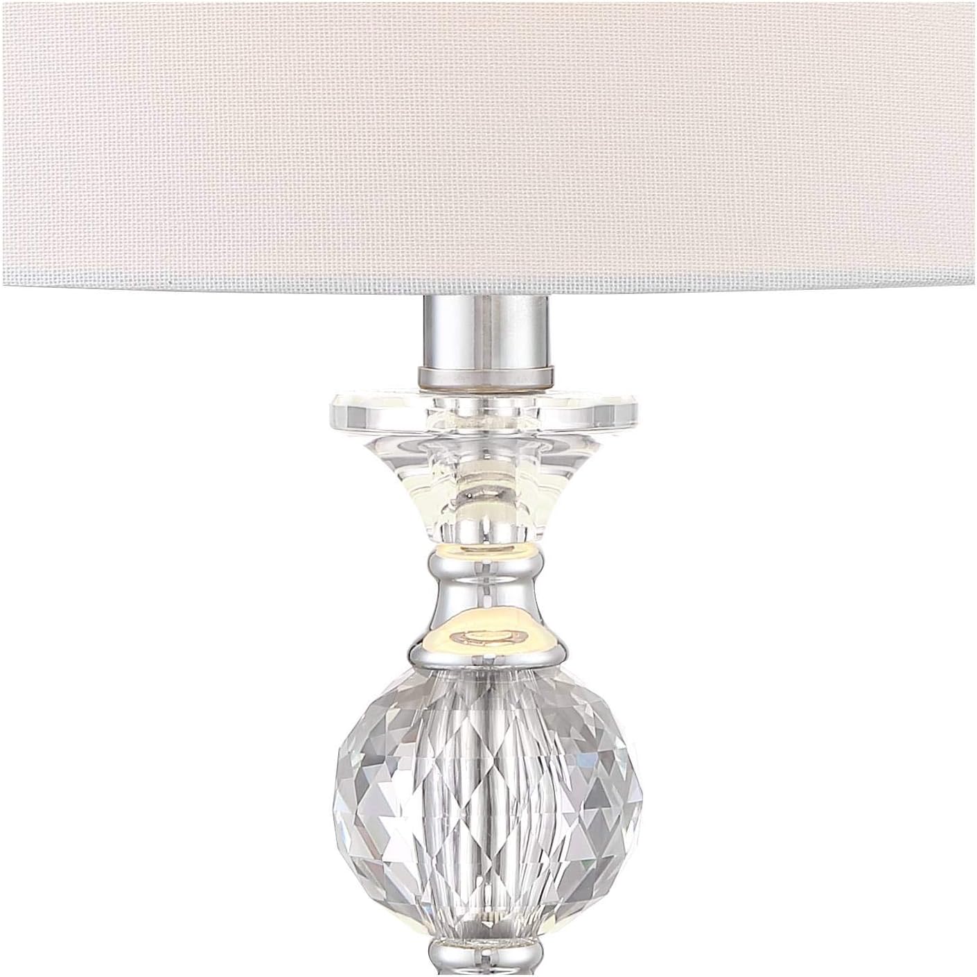 360 Lighting Solange 25' High Modern Table Lamps Set of 2 with Smart Sockets Silver Finish Metal Crystal Living Room Bedroom Bedside Nightstand House Office Home Reading Kitchen White Shade