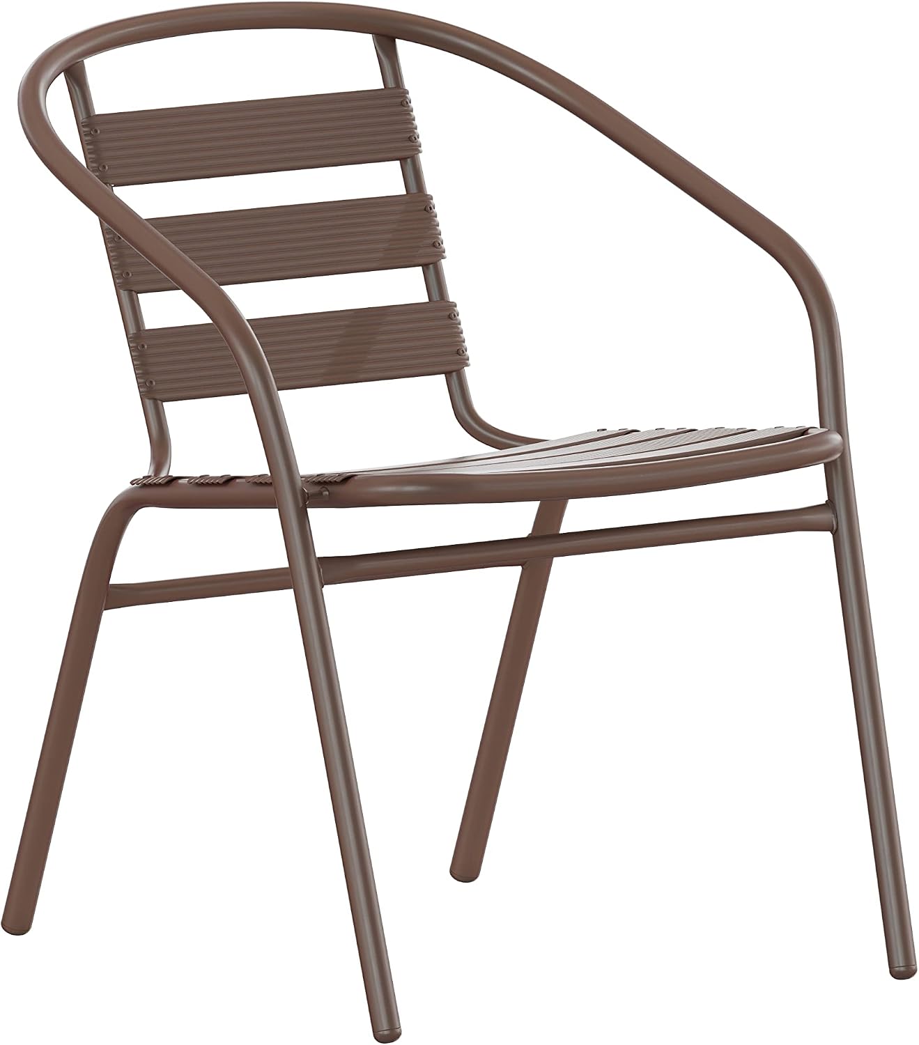Flash Furniture TLH-0731SQ-017CBZ2-GG Lila 23.5'' Square Glass Table with 2 Metal Aluminum Slat Stack Chairs, Bronze
