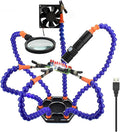 Flexible Holder Alligator Arms Clip Clamp Soldering Helping Third Hand PCB Adjustable Welding Desk With 3X Magnifier LED Lamp(6 Arms Pro3)