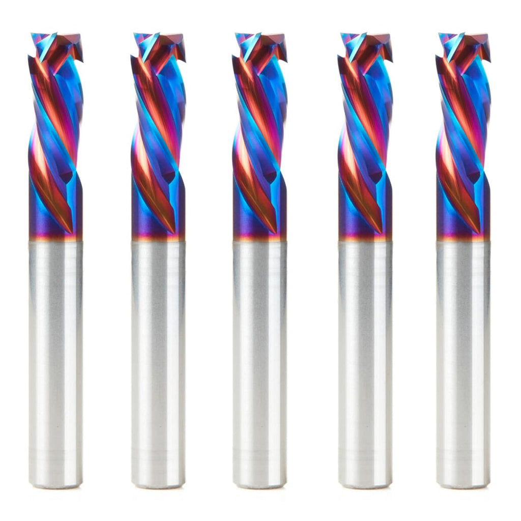 Amana Tool Spektra Extreme Tool Life Coated Solid Carbide CNC Compression Spiral Router Bit, 46011-K-5 5 Pack, 3/8 D x 7/8 CH x 3/8 Shk x 3 L 3 Fl