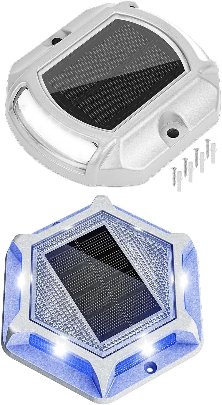 VOLISUN 24 Pack, Solar Driveway Lights Dock Outdooor Waterproof Marker Lights,12 Pack Solar Deck Lights 2 Colors in 1 Led Wireless IP67,Solar Step Lights for Driveway Sidewalk Pathway Yard
