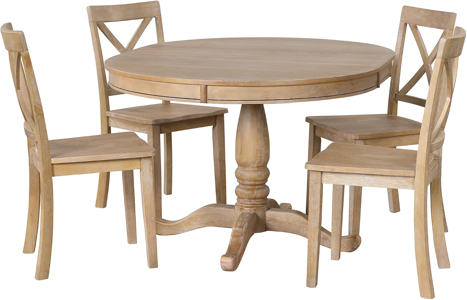 Harper & Bright Designs Modern Dining Table Set for 4,Round Table and 4 Kitchen Room Chairs,5 Piece Kitchen Table Set for Dining Room,Dinette,Breakfast Nook,Natural Wood Wash