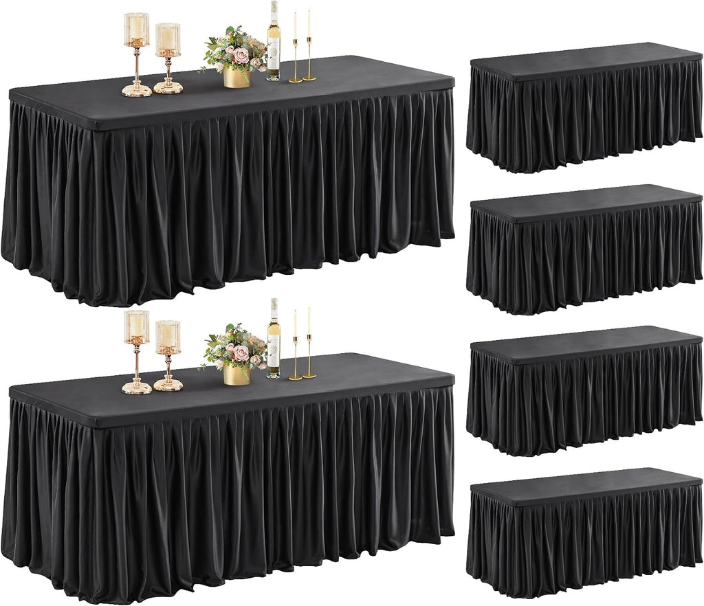 Shillance 6 Pack Black Table Clothes for 6 Foot Rectangle Tables, Premium Polyester Rectangle Tablecloth Wrinkle Resistant Washable Patio Table Cover for Party, Wedding, Banquet and Birthday