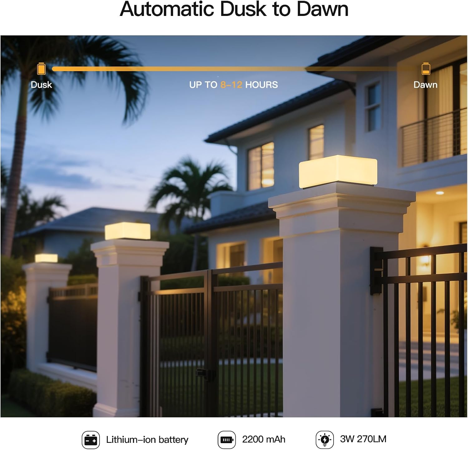 MVBT Solar Post Lights, 9.8' Pillar Light Outdoor, IP54 Waterproof Column Lights, 3000K LED E26 Bulb Modern Column Lamp Outside, Dusk to Dawn Pillar Lighting for Patio Garden Yard Gate Deck Backyard