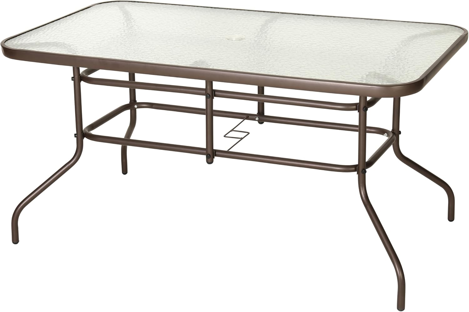 Flash Furniture Tory 31.5' x 55' Rectangular Tempered Glass Metal Table with Umbrella Hole, Bronze