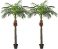 YEPDIN 2 PCS Fake Palm Tree 7 FT,Tall Artificial Palm Trees for Outdoor Indoor Decor,Faux Phoenix Palm Plants for Outside Patio Pool Coastal Home Office Living Room