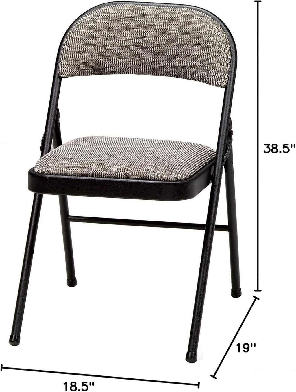 MECO 4-Pack Portable Padded Foldable Chairs, Lightweight and Cushioned Metal Fabric Folding Chair, Sudden Comfort, Black - Compact and Collapsible Furniture for Indoor and Outdoor Use