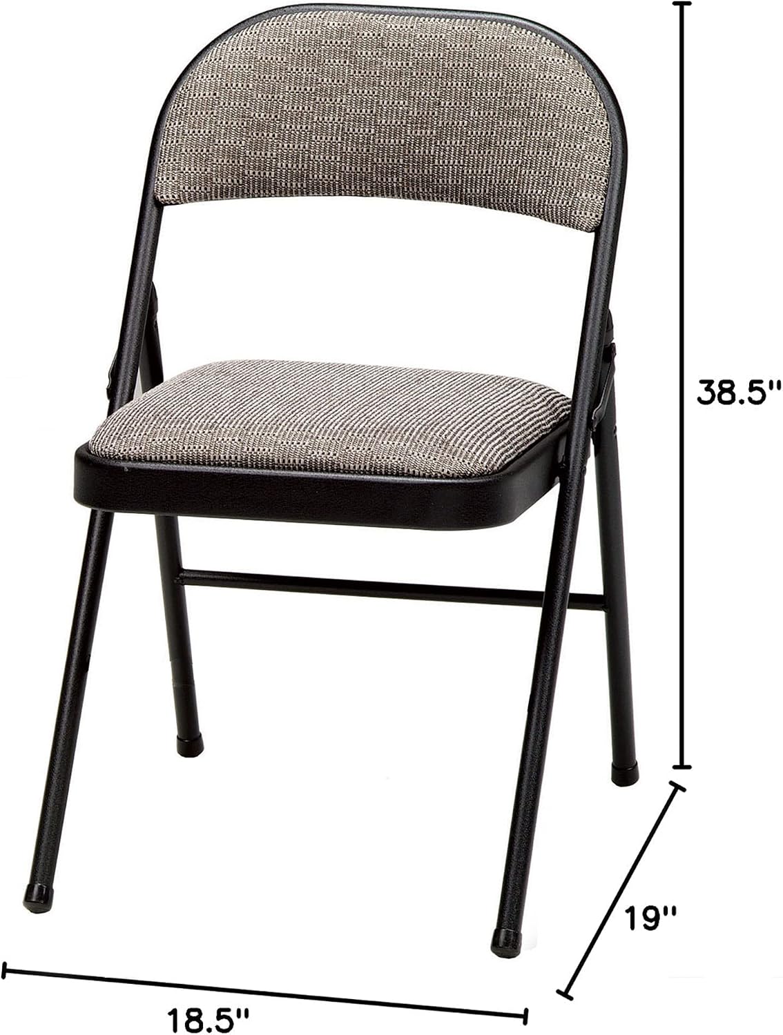 MECO 4-Pack Portable Padded Foldable Chairs, Lightweight and Cushioned Metal Fabric Folding Chair, Sudden Comfort, Black - Compact and Collapsible Furniture for Indoor and Outdoor Use