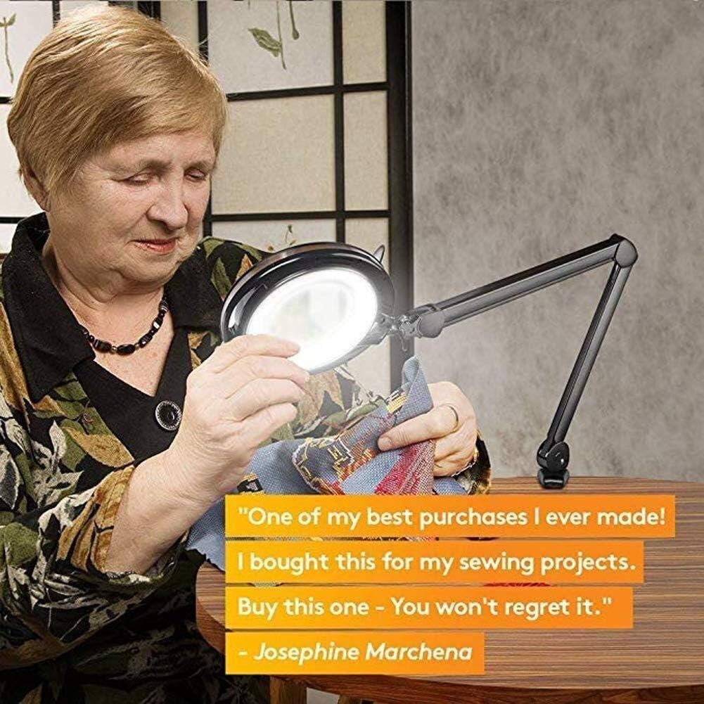 Screen Magnifier LED Magnifying lamp, 5- fold Optical Magnifier Adjustable Rotating arm Skin Beauty Salon Tattoo Manicure Nail Manicure Glass Lenses and Vices Magnifier with LED Light Double The