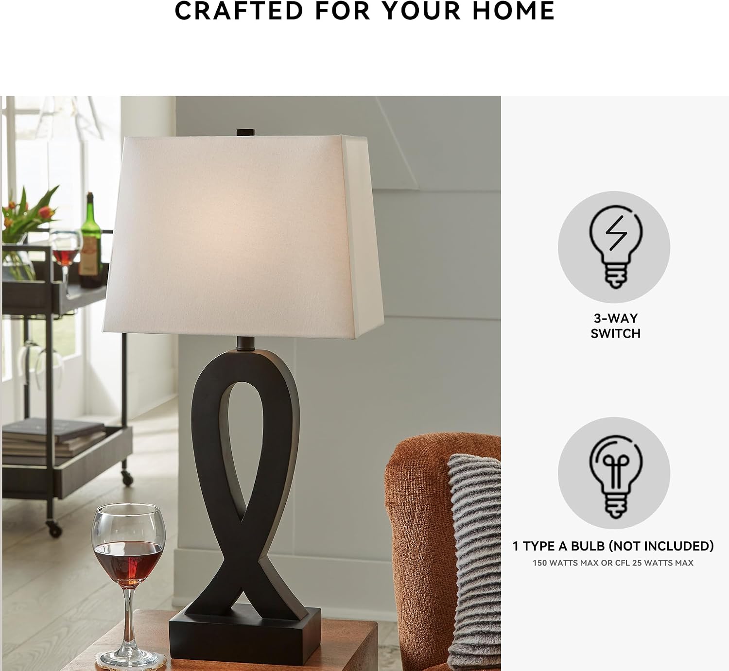 Signature Design by Ashley Markellton Modern 29.25' Polyresin Table Lamp, Set of 2, Black